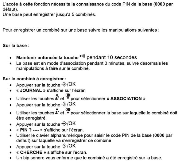 Associer un combiné à une base